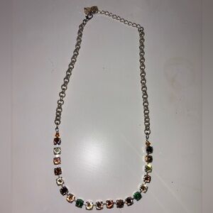 Swarovski Silver Necklace with Colorful Gemstones